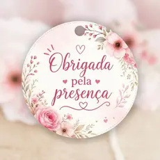 Tag Etiqueta OffSet Obrigada Pela Presença Festa Lembrancinha 4cm