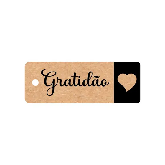 Tag Kraft - Gratidão, Com Carinho Ou Com Amor / 50 Unidades