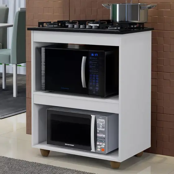 Balcão De Cozinha Para Cooktop 4 Ou 5 Bocas Turim Branco Luxo