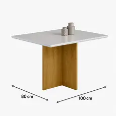 Mesa de Jantar Compacta 80x100 MDF Tampo Off Mesa de Sala Moderna