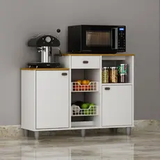 Fruteira Flora 2 Portas 1 Gaveta Cinamomo ou Branco, Estrutura em MDP, Design Versátil