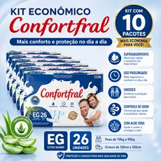 Kit 10 Pacotes Fralda Geriátrica 300 Unidades  Confortfral