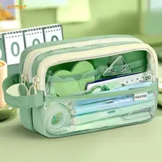 Estojo Transparente ELMER , Bolsa De Caneta De Grande Capacidade Com 5 Grades , Caixa De Papelaria Zíper DIY