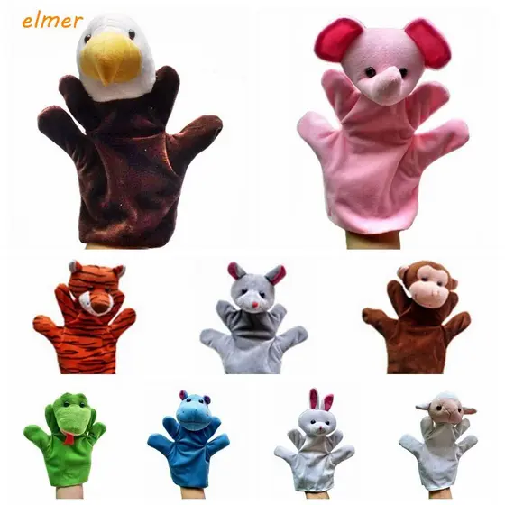 ELMER Fantoches De Mão Adoráveis , 24 Tipos De Brinquedo De Pelúcia Para Animais , Dedo