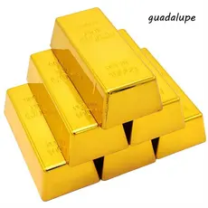 Barra De Ouro Falsa GUADALUPE , Tijolo Dourado Brilhante Para Parada De Porta , Barras De Peso De Papel De Plástico Deco