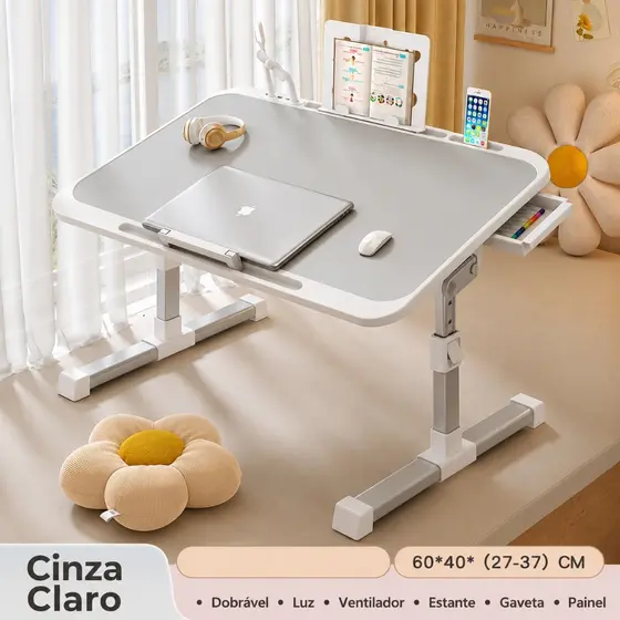 Mesa Para Notebook Dobrável Regulável Com Gaveta Multifuncional com Altura Ajustável