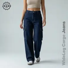 Calça Jeans Feminino Wide Leg Cargo Pantalona Boca Larga Jeans Original Premium 34 ao 44