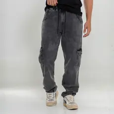 Calça Jeans Cargo Masculina Streetwear Preta Mescla 34 Ao 44