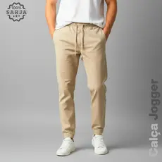 Calça Masculina Jogger Sarja Streetwear Punho Cordão 34 A 44