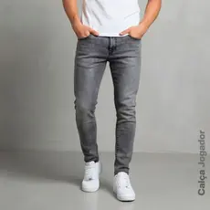 Calça Jeans Masculina Skinny Cinza Com Elastano Lycra Super Confortável Premium Conforto Slim Fit Ajustada