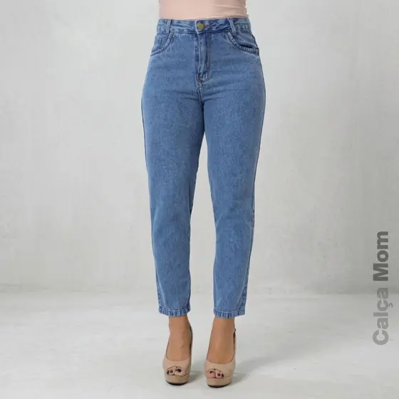 Calça Mom Jeans Feminina Cintura Alta Vintage Confortável Casual Elegante Modelagem Reta Tendência Moda 36 ao 46