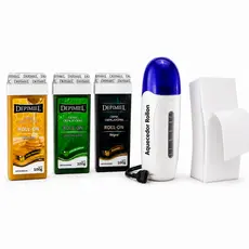 KIT Aquecedor de cera Roll- on + refil + 25 papéis