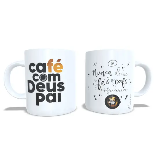 Caneca Personalizada Devocional Café com Deus Pai - Porcelana 325 ml