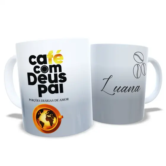 Caneca Café com Deus Pai 2026 Personalizada Lançamento COM SEU NOME Junior Rostirola - 325ml