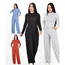 Conjunto Feminino de Lanzinha Calça Pantalona Cintura Alta