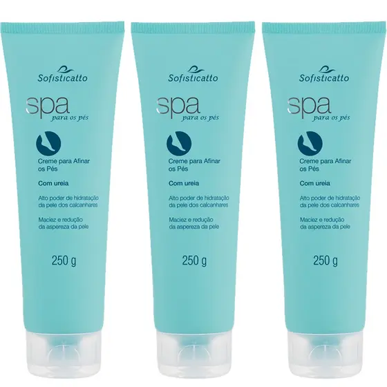 Kit 03 Cremes Hidratante Para Afinar Os Pés Com Uréia 250g