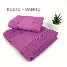 Kit Toalha de Banho Grande + Rosto Pureza 100% Algodão P/ Bordar