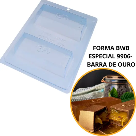 1~4 FORMAS BWB COM SILICONE (3 PARTES) CÓD.:9906 BARRA DE OURO 300g. (CHOCO)