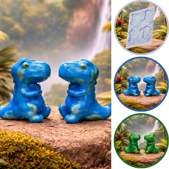 1~5 Forma Porto Com Silicone (3 partes) Para Chocolate DINOSSAURO BABY, CÓD P75. (CHOCO)