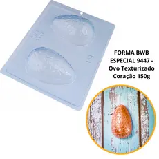 1~4 Forma BWB Com Silicone (3 partes)Para Chocolate Cód. 9447 - Ovo Texturizado Coração 150g. Páscoa