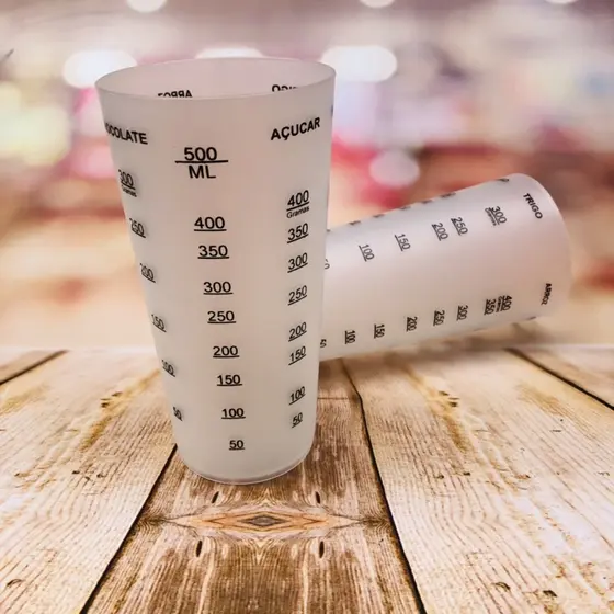 1~5 COPO MEDIDOR DE 500ML COM GRADUAÇÃO DE XÍCARA, CHOCOLATE, SEMOLINA, ML, ARROZ, FARINHA E AÇÚCAR