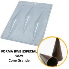 1~4 Forma para chocolate bwb com silicone (3 partes) 9829 - Cone Grande 40g (CHOCO)