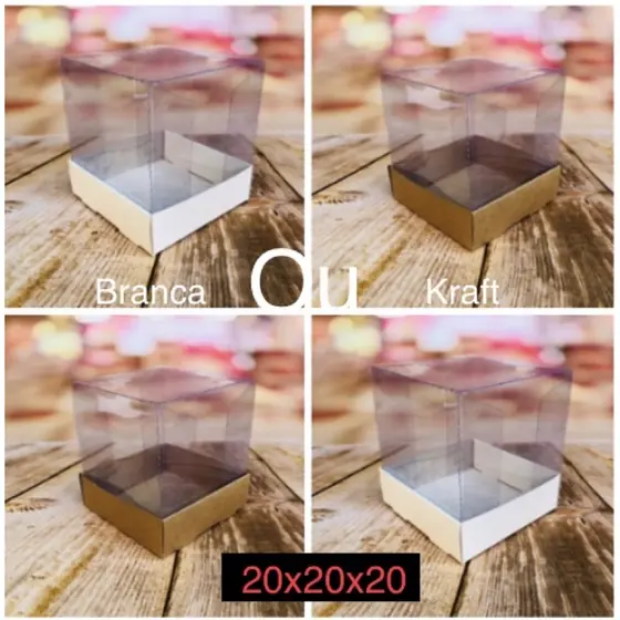 10~50 caixas 20x20x20 panetone bolo com visor branca ou kraft