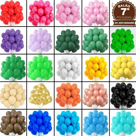 50~200 Balão numero 7 bexiga para festa aniversário 24 cores//(CHOCO)