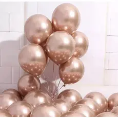 25 Unid Balão 5 Pol Rose Gold. Metalizado Bexiga Cromado