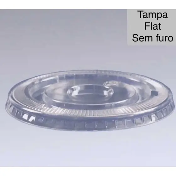 KIT Tampa reta flat 98 mm sem furo tampa para copo pet