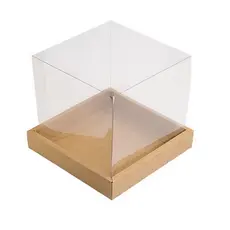 5~25 Caixas para  mini bolo LEMBRANCINHA 250g com moldura branca ou kraft com visor (12x12x12 )Assk (CHOCO)