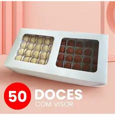10 Caixas 50 Doces Branca Com Visor 3001  35,5X6X18