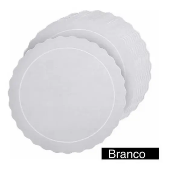 50 Cake Board 24cm BRANCO REDONDO Base Para Bolo Suplat Para Confeitaria de Alta Resistência e Impermeável