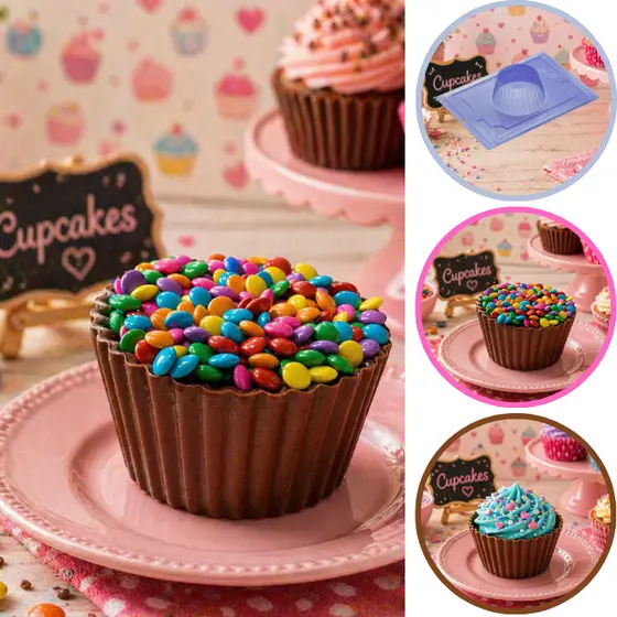 1~5 Forma cupcake gigante para chocolate  ESPECIAL SILICONE porto formas  -cod P1201 (CHOCO)