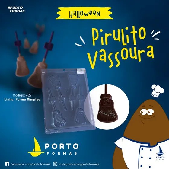 Forma Simples Pirulito Vassoura Porto Walloween Cod 427