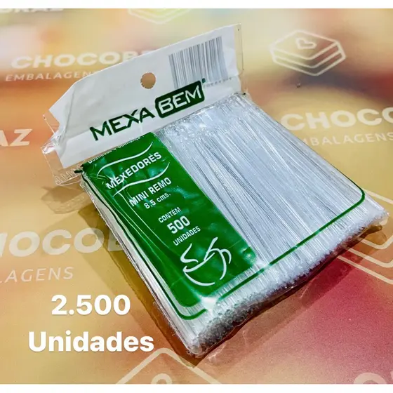 2.500 Mexedor Para Café Mexa bem  Cristal 8,5 cm 5x500
