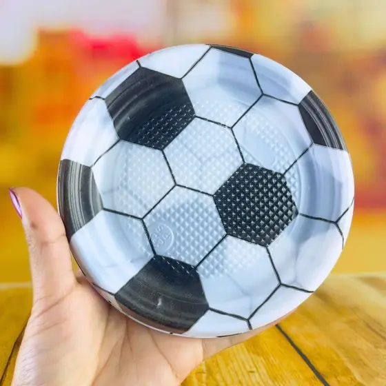 30 PRATO SOBREMESA FESTA FUTEBOL BRANCO 15cm