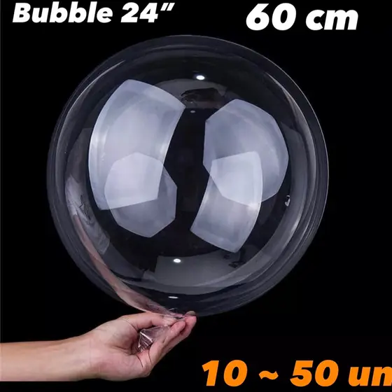 KIT Bubble Balão Transparente Bobo 24” 60 Cm