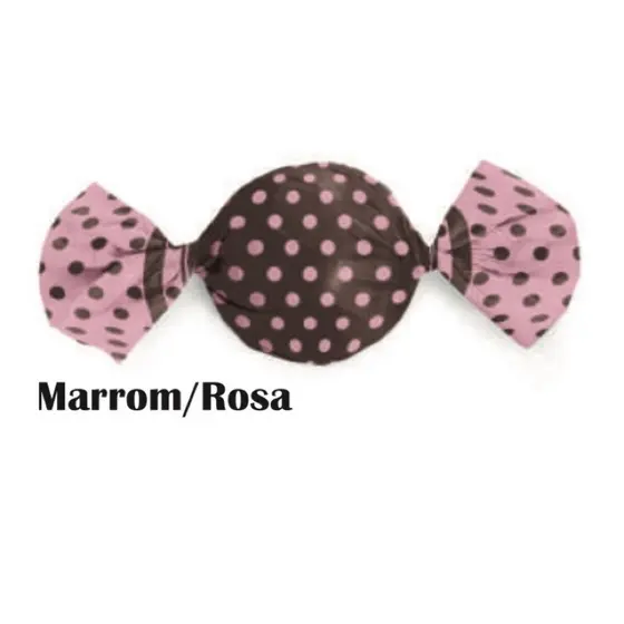 100 embalagem para trufas carber marrom/rosa poá (G)