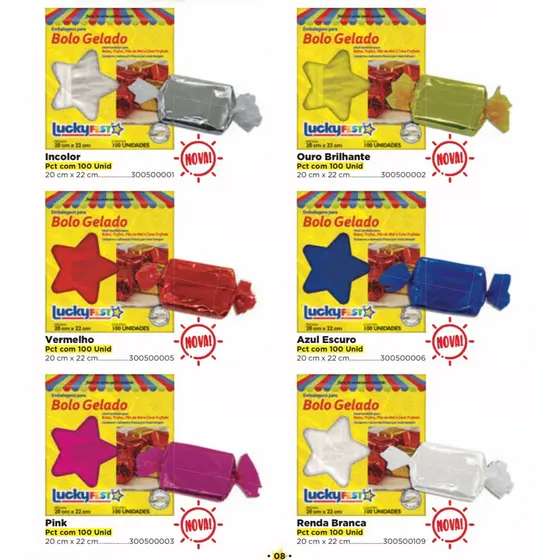 Embalagem Laminada Para Bolo Gelado 20x22 com 100 ~500 Unidades