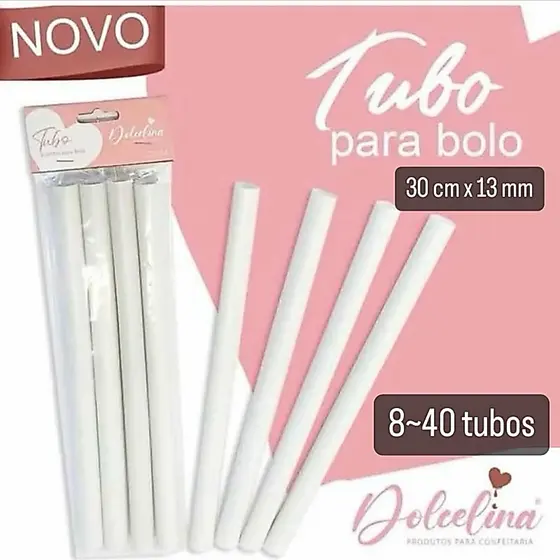 Kit 8~32  Tubo Para Sustentação Bolo 30cm X 1,13cm Lsc Toys (CHOCO)