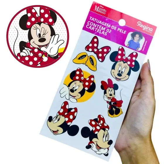 12~60 TATUAGEM DE PELE DISNEY FESTA MINNIE MOUSE Regina