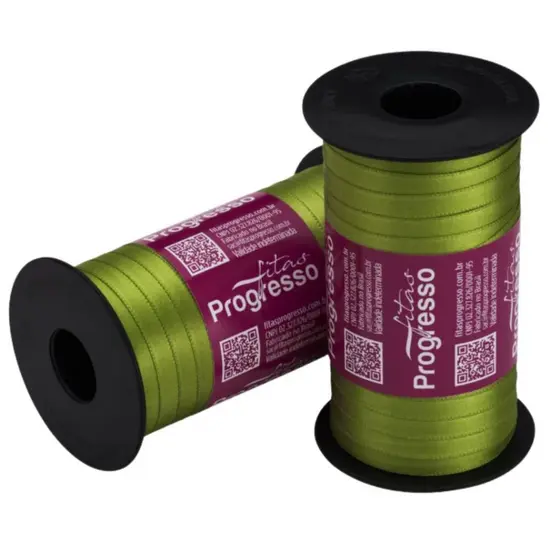 1~4 Fita de Cetim Verde Folha 100 Metros 7Mm - Cód-677//