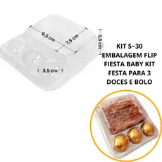 KIT 5~30 EMBALAGEM FLIP FIESTA BABY KIT FESTA PARA 3 DOCES E BOLO
