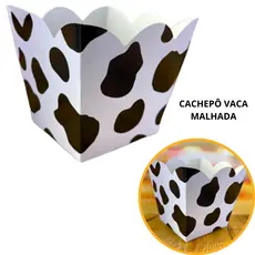 10~50 KIT CACHEPÔ DECORAÇÃO FAZENDINHA VACA MALHADA 8,5X8,5X7,8 TEMA FESTA