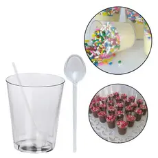 KIT 100~500 COPINHO 10 ML BRIGADEIRO ACRÍLICO + 100~500 MINI COLHER CRISTAL//