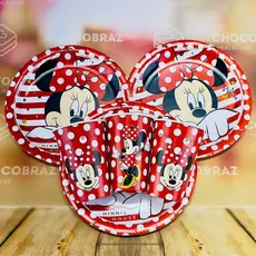 Kit Festa MINNIE MOUSE 8 Pratos + 8 Copos Descartável 180 Ml Papel - REGINA
