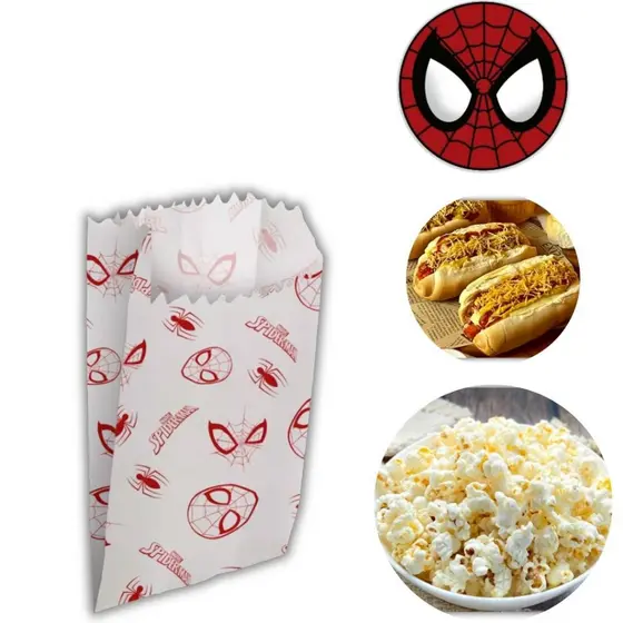 50 ~250  SACO DE PIPOCA, HOT DOG  SPIDER MAN HOMEM ARANHA  Regina (CHOCO)