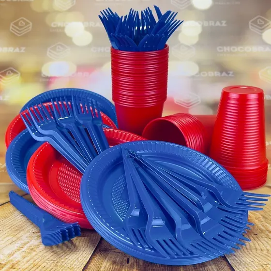 Kit Festa 50 PESSOAS DESCARTAVEIS GARFO + PRATO + COPO (ARANHA AZUL E VERMELHO) (CHOCO)