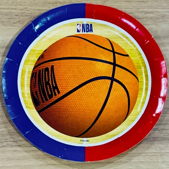 8~40 PRATO FESTA NBA BASQUETE DE PAPEL 18 CM FESTCOLOR